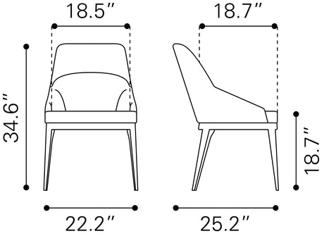 Ayr Tan Dining Chair (Set of 2) by Zuomod at Eve Furniture