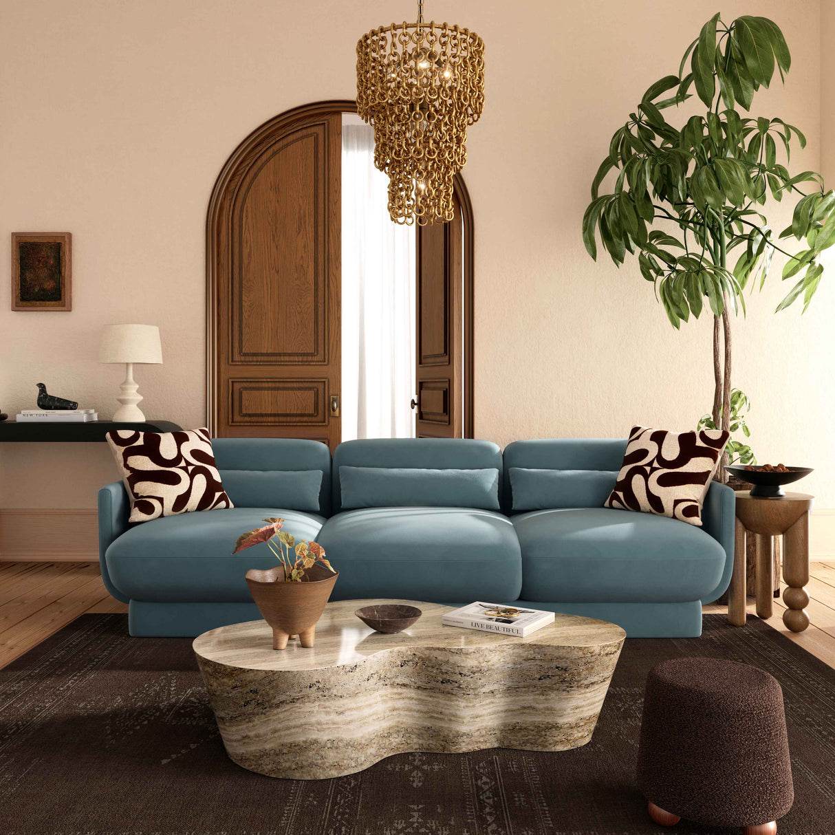 Azalea 90.5" Performance Velvet Sofa by TOV Furniture at Eve Furniture