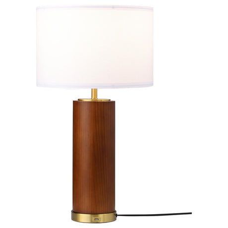 Aziel Cappuccino and Gold Drum Shade Bedside Table Lamp by Coaster at Eve Furniture