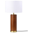 Aziel Cappuccino and Gold Drum Shade Bedside Table Lamp by Coaster at Eve Furniture
