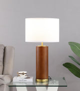 Aziel Cappuccino and Gold Drum Shade Bedside Table Lamp by Coaster at Eve Furniture