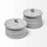 Azul (Small) Gray Ceramic Detailed Decorative Box by Mercana at Eve Furniture