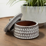Azul (Small) Gray Ceramic Detailed Decorative Box by Mercana at Eve Furniture