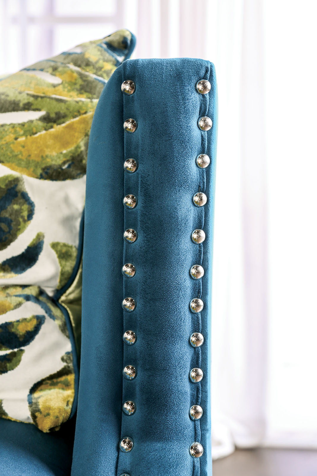 Azuletti Dark Teal/Apple Green Sofa & Loveseat by Furniture of America at Eve Furniture