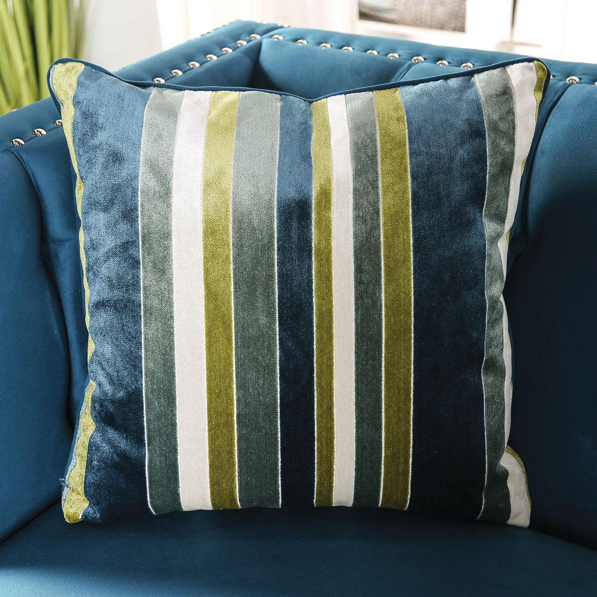 Azuletti Dark Teal/Apple Green Sofa & Loveseat by Furniture of America at Eve Furniture