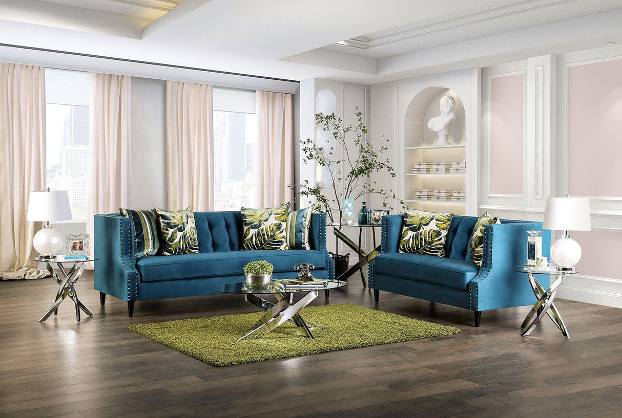 Azuletti Dark Teal/Apple Green Loveseat by Furniture of America at Eve Furniture