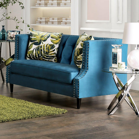 Azuletti Dark Teal/Apple Green Loveseat by Furniture of America at Eve Furniture