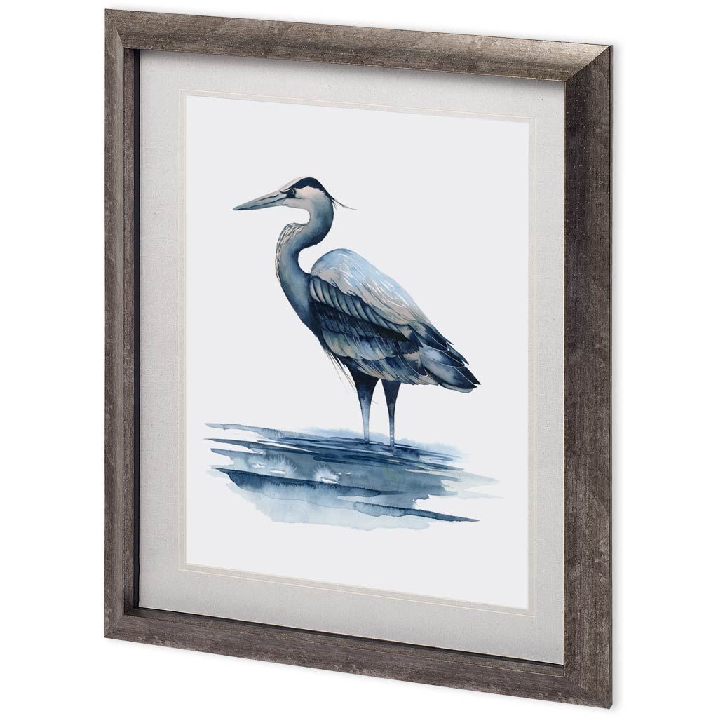 Azure Heron I by Grace Popp a Framed Art Print Matted under Glass by Mercana at Eve Furniture