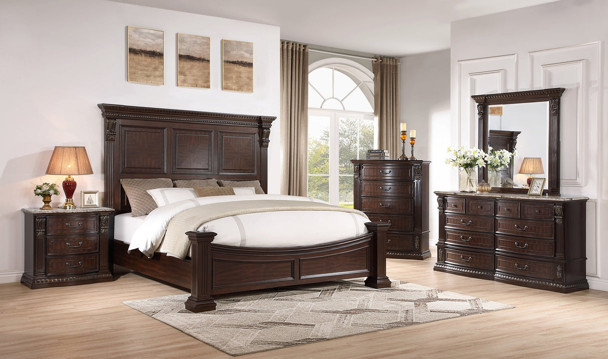 Roma Espresso 4-Piece Queen Bedroom Set