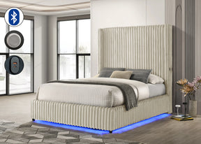 Melinda Cream Premium Corduroy Queen Bed by New Era Innovations at Eve Furniture