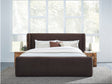 Bacall Cola Velvet California King Upholstered Wingback Platform Bed by Modus Furniture at Eve Furniture