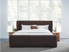 Bacall Cola Velvet California King Upholstered Wingback Platform Bed by Modus Furniture at Eve Furniture