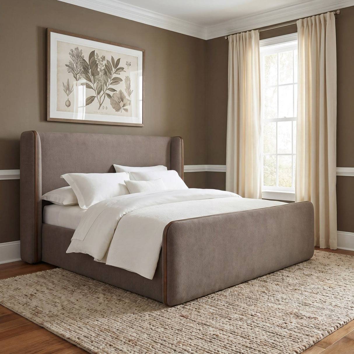 Bacall Mushroom/Claystone California King Wingback Wood Bed