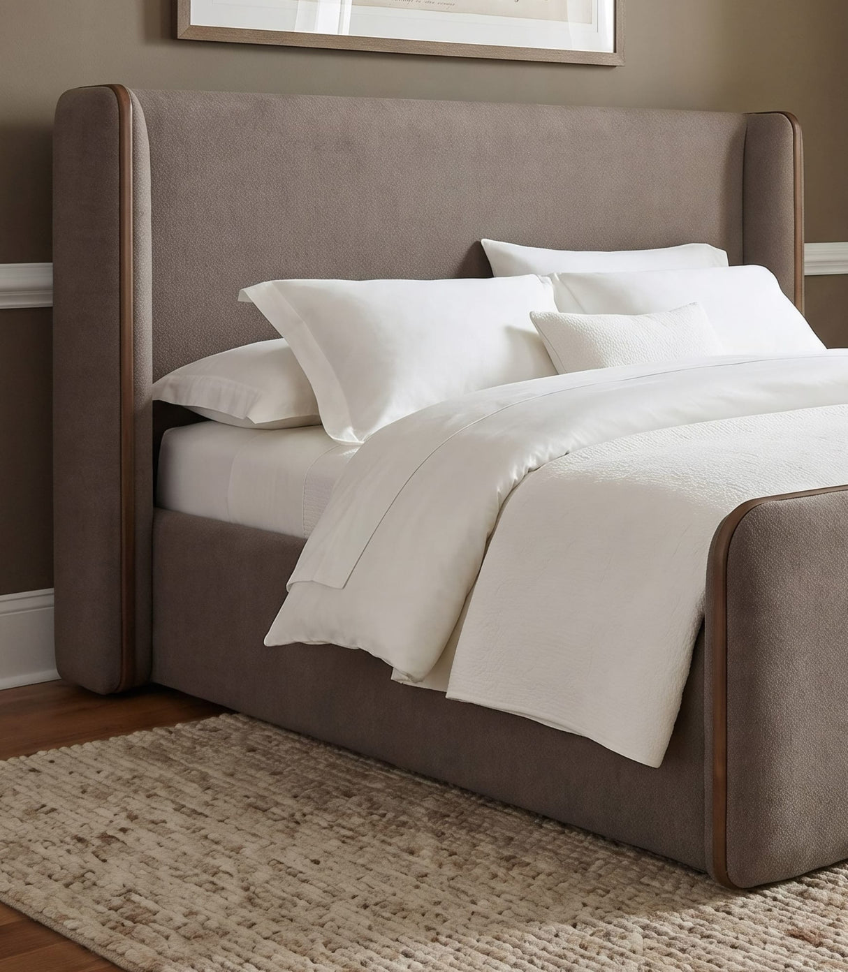 Bacall Mushroom/Claystone California King Wingback Wood Bed