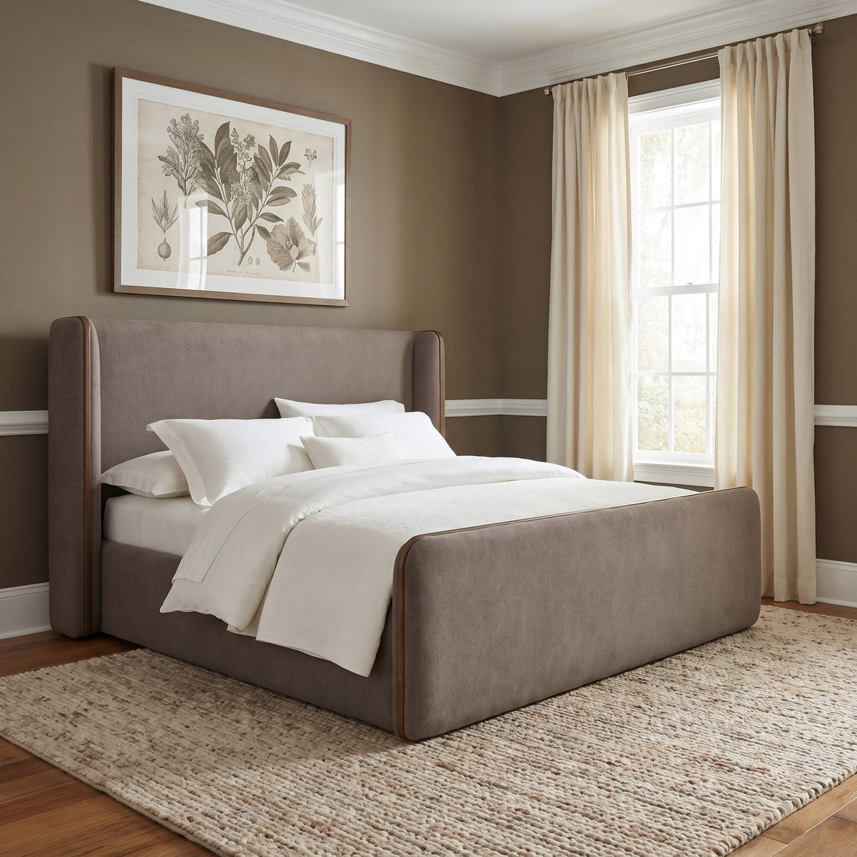 Bacall Mushroom/Claystone California King Wingback Wood Bed