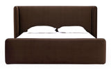 Bacall Velvet Queen Upholstered Wingback Platform Bed in Cola by Modus Furniture at Eve Furniture