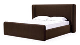 Bacall Velvet Queen Upholstered Wingback Platform Bed in Cola by Modus Furniture at Eve Furniture