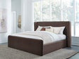 Bacall Velvet Queen Upholstered Wingback Platform Bed in Cola by Modus Furniture at Eve Furniture