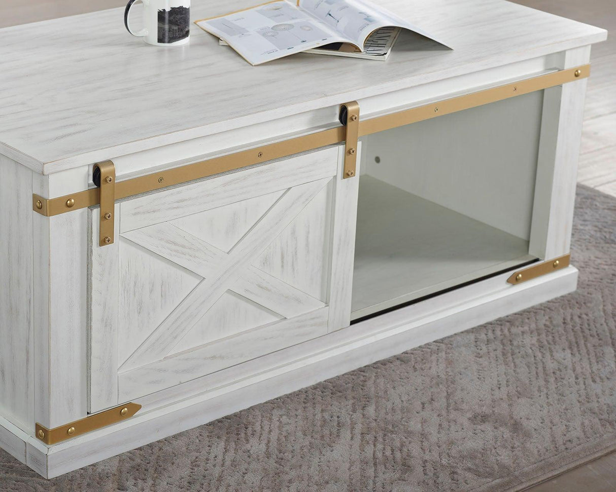 Bacerra Antique White/Gold Coffee Table by Furniture of America at Eve Furniture