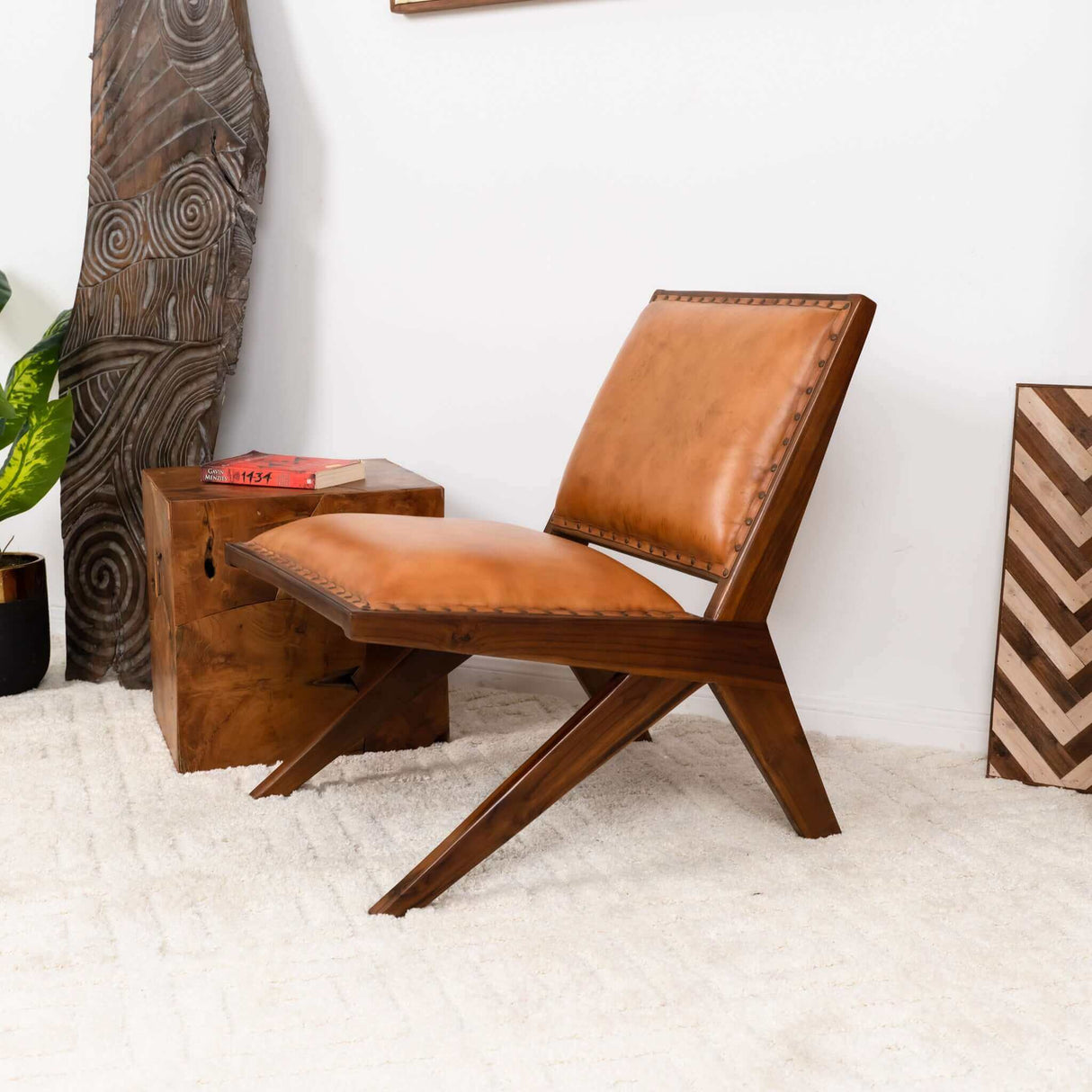 Colin Tan Leather Lounge Chair by Ashcroft Imports at Eve Furniture