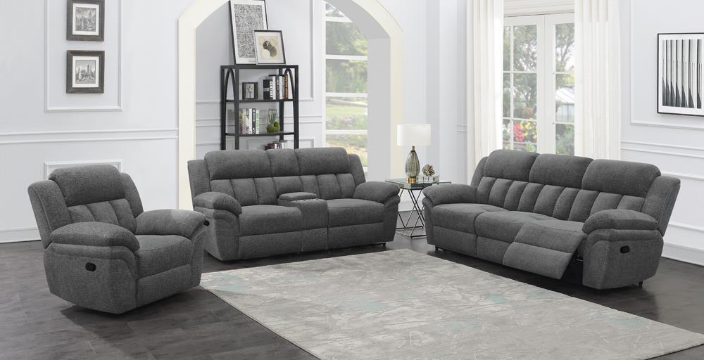 Bahrain Charcoal Upholstered Glider Recliner by Coaster at Eve Furniture