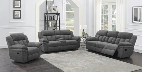 Bahrain Charcoal Upholstered Glider Recliner by Coaster at Eve Furniture
