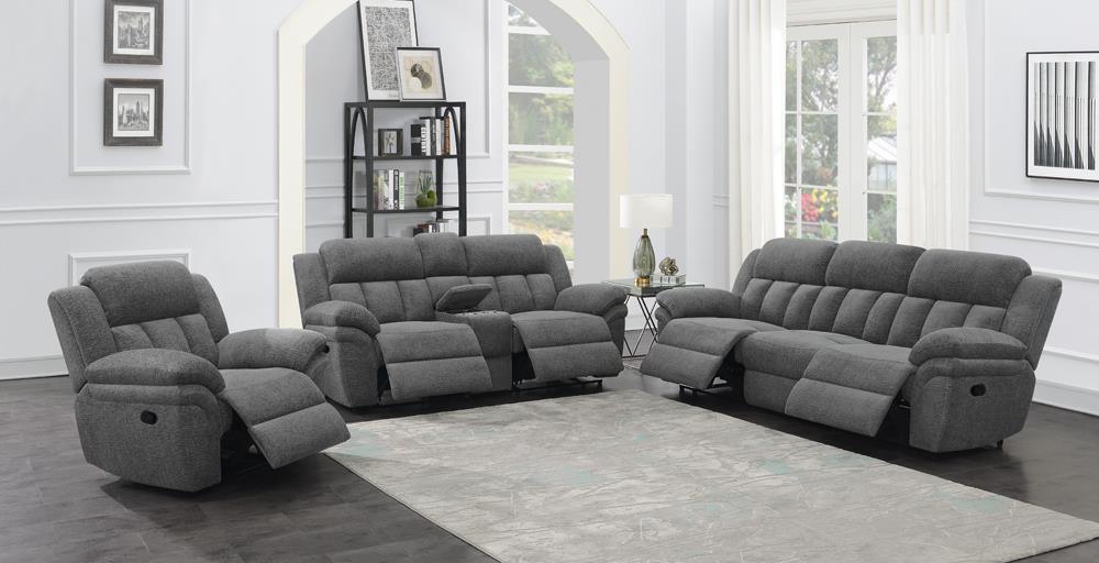 Bahrain Charcoal Upholstered Glider Recliner by Coaster at Eve Furniture