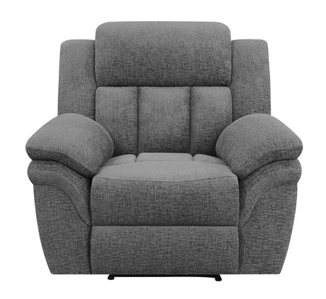 Bahrain Charcoal Upholstered Glider Recliner by Coaster at Eve Furniture