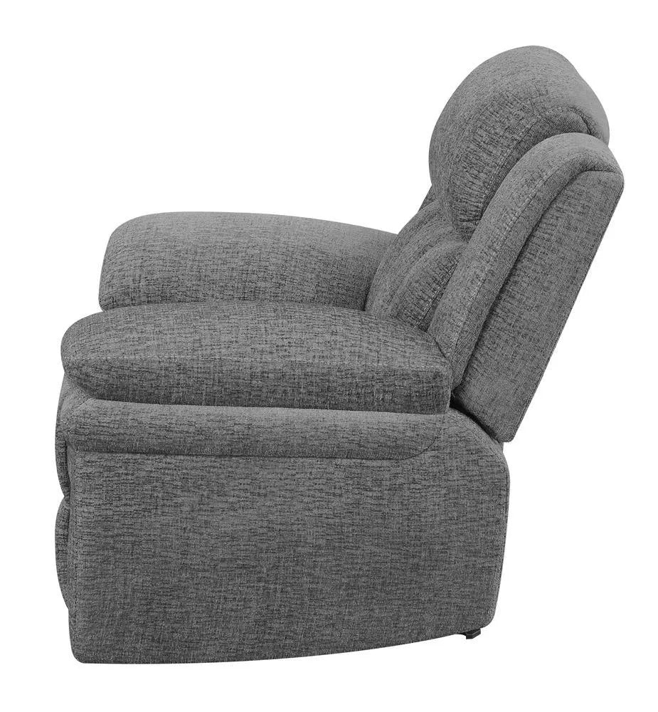 Bahrain Charcoal Upholstered Glider Recliner by Coaster at Eve Furniture