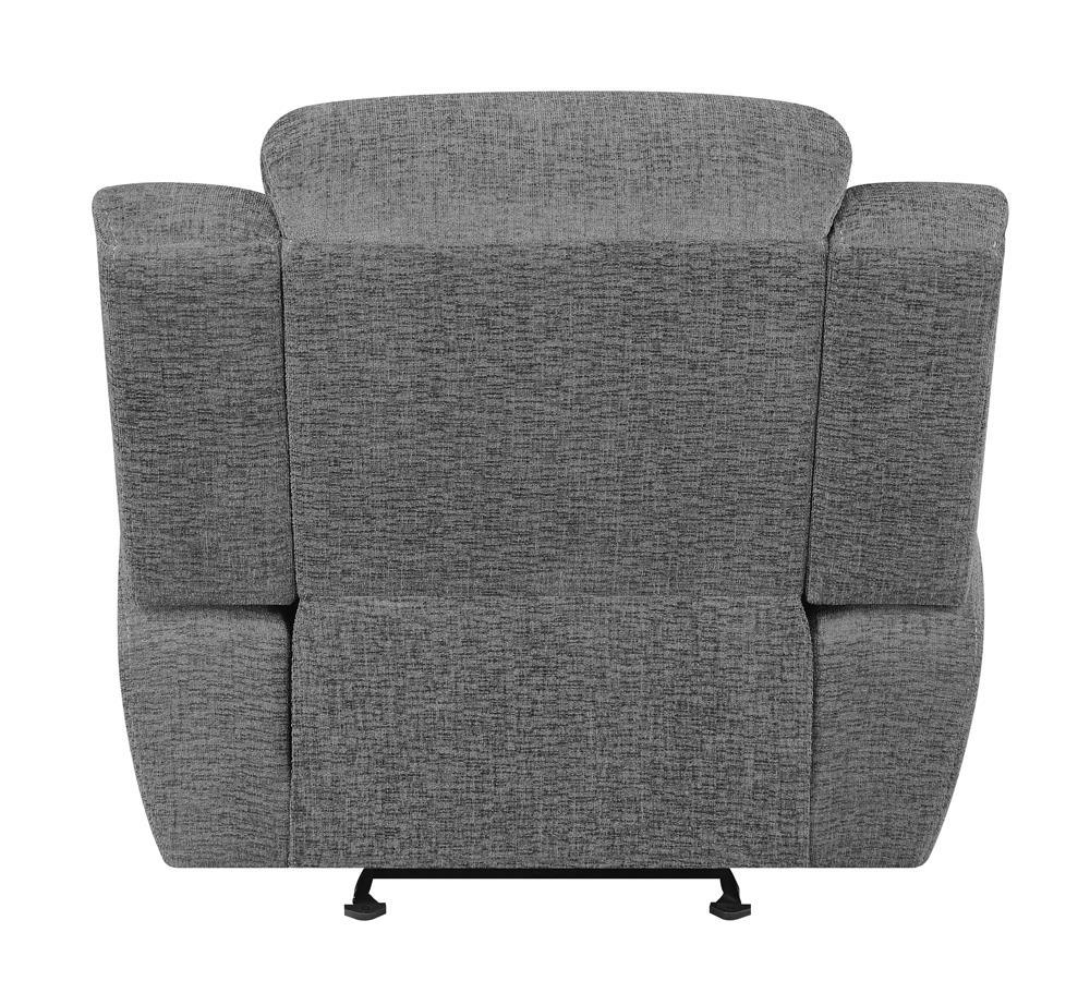 Bahrain Charcoal Upholstered Glider Recliner by Coaster at Eve Furniture