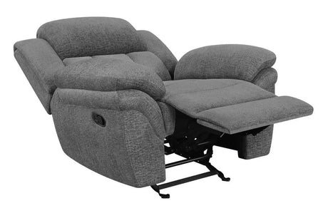 Bahrain Charcoal Upholstered Glider Recliner by Coaster at Eve Furniture