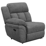 Bahrain Charcoal Upholstered Motion Loveseat with Console by Coaster at Eve Furniture