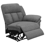 Bahrain Charcoal Upholstered Motion Loveseat with Console by Coaster at Eve Furniture