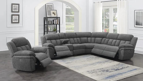 Bahrain Charcoal Upholstered Power Glider Recliner by Coaster at Eve Furniture