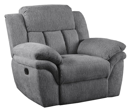 Bahrain Charcoal Upholstered Power Glider Recliner by Coaster at Eve Furniture