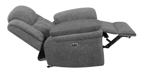 Bahrain Charcoal Upholstered Power Glider Recliner by Coaster at Eve Furniture