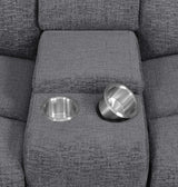 Bahrain Charcoal Upholstered Power Loveseat with Console by Coaster at Eve Furniture