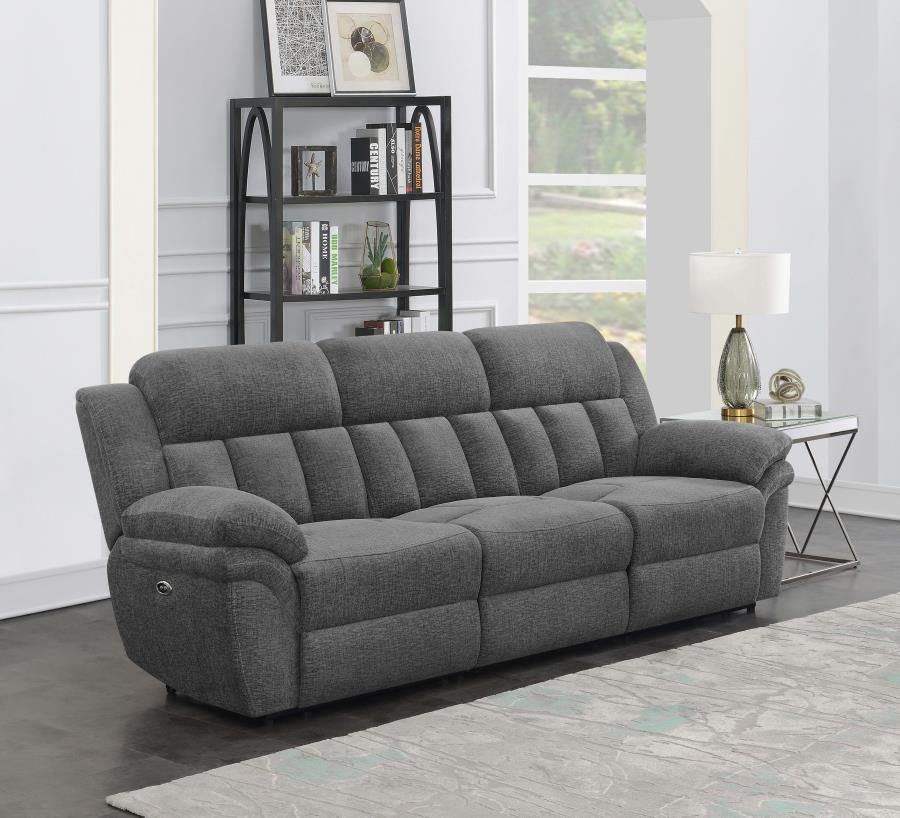 Bahrain Charcoal Upholstered Power Reclining Sofa