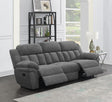 Bahrain Upholstered Motion Sofa Charcoal by Coaster at Eve Furniture