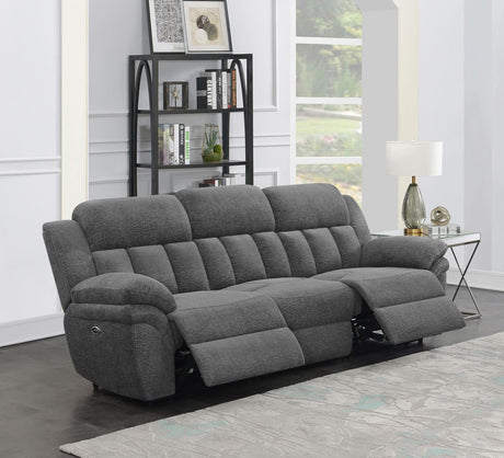 Bahrain Upholstered Motion Sofa Charcoal by Coaster at Eve Furniture