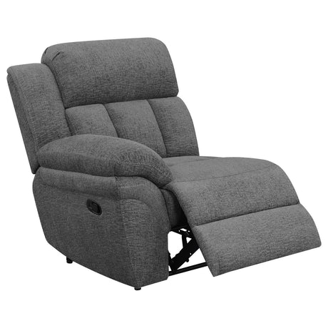 Bahrain Charcoal Upholstered Motion Loveseat with Console by Coaster at Eve Furniture