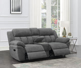 Bahrain Charcoal Upholstered Motion Loveseat with Console by Coaster at Eve Furniture