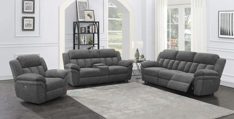 Bahrain Charcoal Upholstered Power Loveseat with Console by Coaster at Eve Furniture