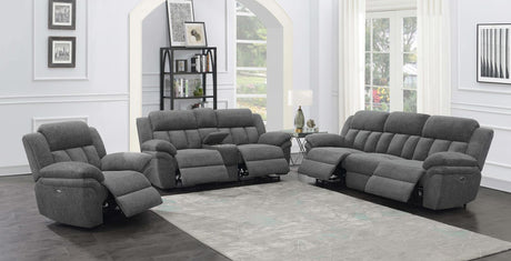 Bahrain Charcoal Upholstered Power Loveseat with Console by Coaster at Eve Furniture
