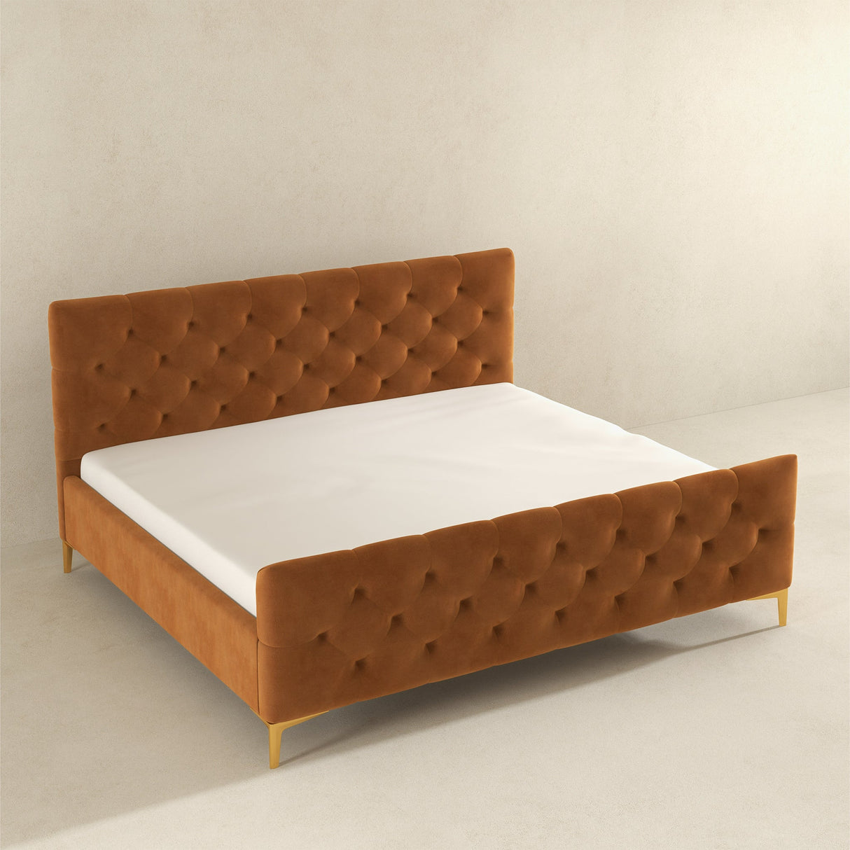 Bailey Cognac Velvet King Bed by Ashcroft Furniture at Eve Furniture