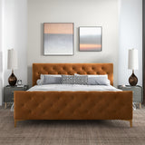 Bailey Cognac Velvet King Bed by Ashcroft Imports at Eve Furniture