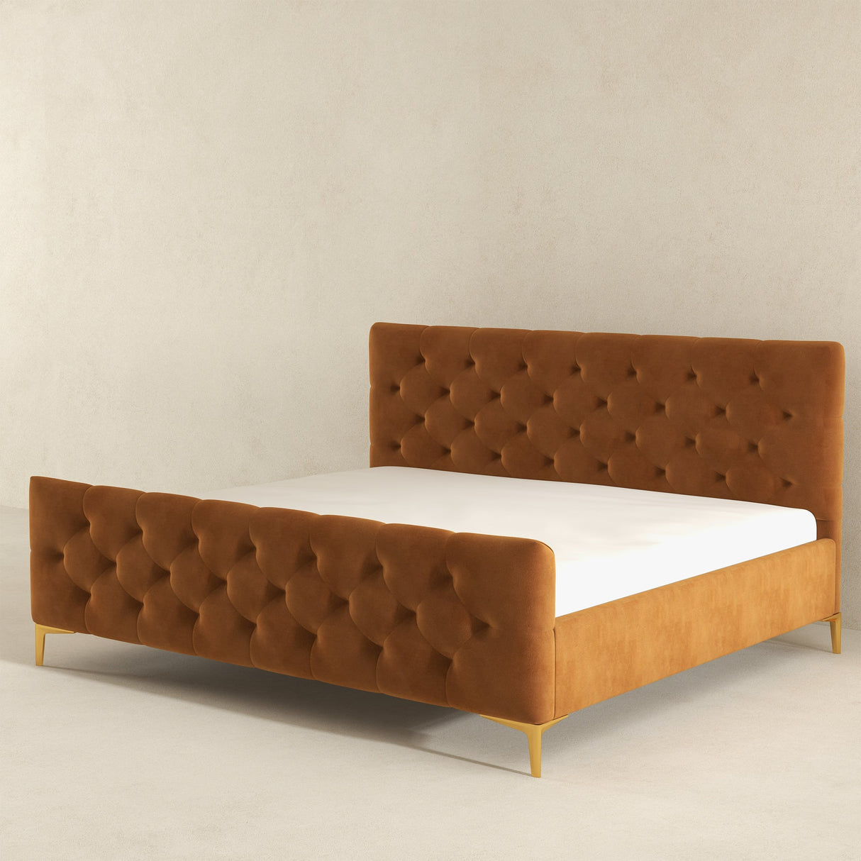 Bailey Cognac Velvet King Bed by Ashcroft Imports at Eve Furniture