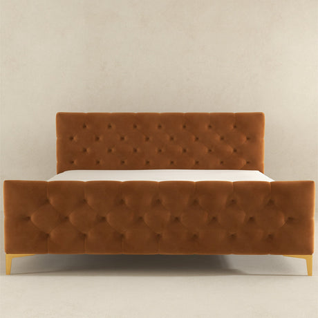 Bailey Cognac Velvet King Bed by Ashcroft Imports at Eve Furniture