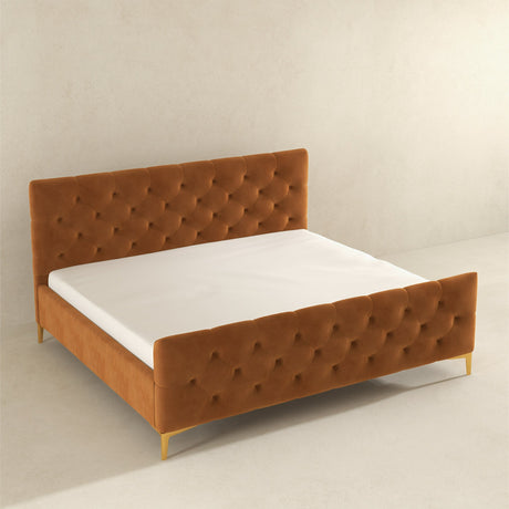 Bailey Cognac Velvet King Bed by Ashcroft Imports at Eve Furniture