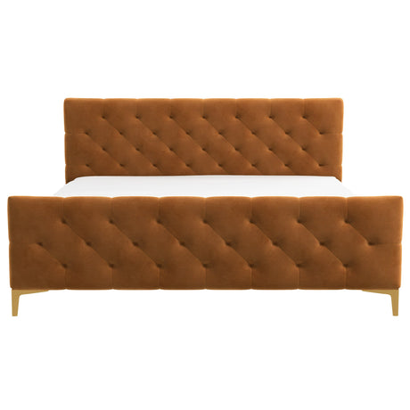 Bailey Cognac Velvet King Bed by Ashcroft Imports at Eve Furniture